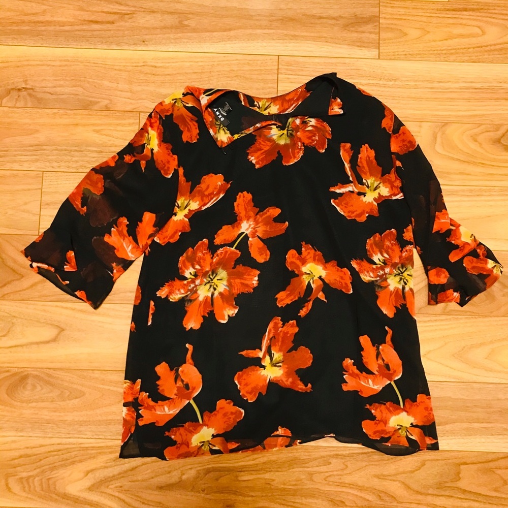 DKNY Floral Shirt Black Medium